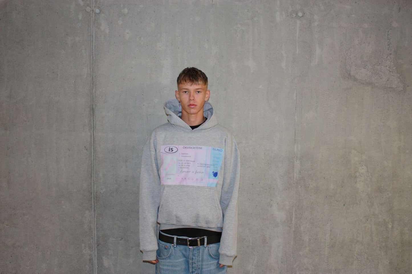 Grá hoodie cropped fit